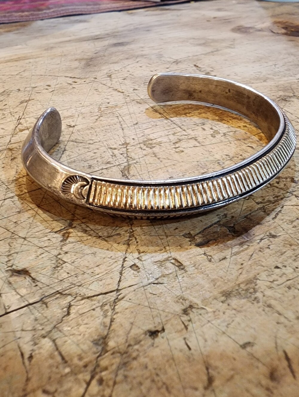 Geneva Ramone Navajo 14K Gold & Sterling Silver Cuff Bracelet